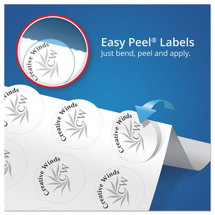 Round Print-to-the Edge Labels with Sure Feed and Easy Peel, 2" dia, Glossy White, 120/PK