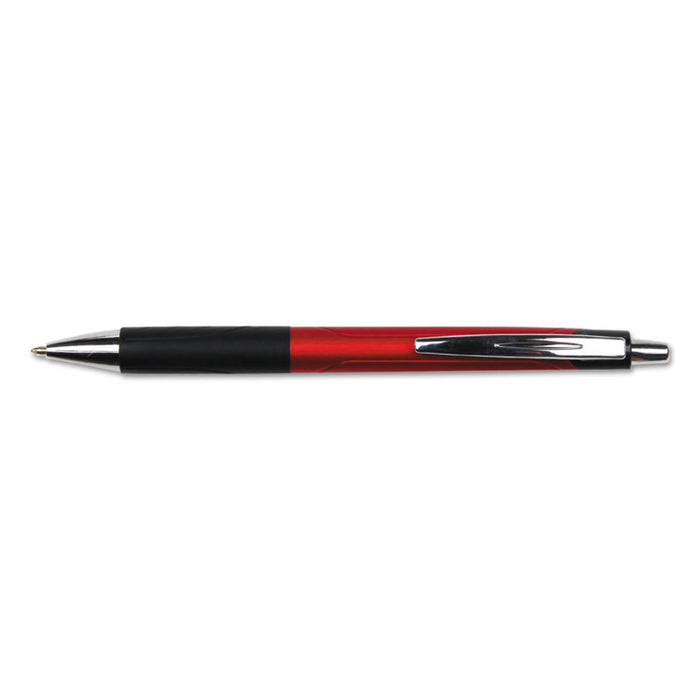 Comfort Grip Ballpoint Pen, Retractable, Medium 1 mm, Red Ink, Red Barrel, Dozen