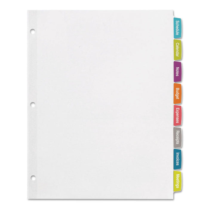 Big Tab Printable White Label Tab Dividers, 8-Tab, Letter, 20 per pack