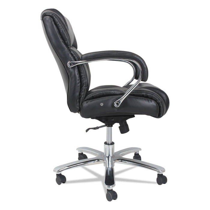 Alera Maxxis Series Big and Tall Leather Chair, Supports up to 350 lbs., Black Seat/Black Back, Chrome Base