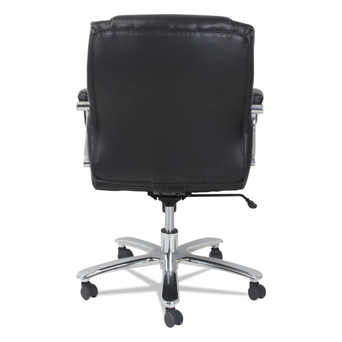 Alera Maxxis Series Big and Tall Leather Chair, Supports up to 350 lbs., Black Seat/Black Back, Chrome Base