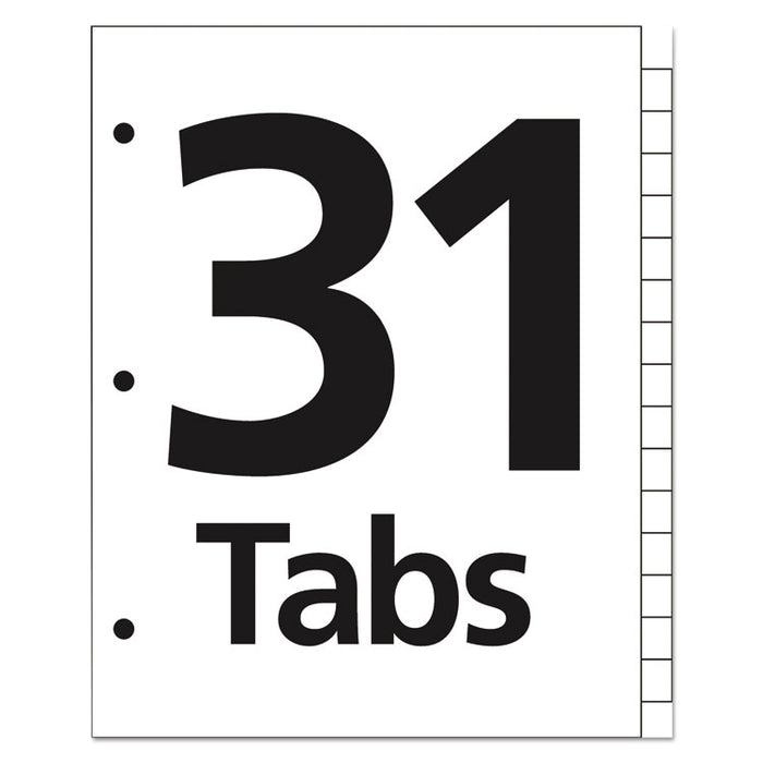 Table 'n Tabs Dividers, 31-Tab, 1 to 31, 11 x 8.5, White, 1 Set