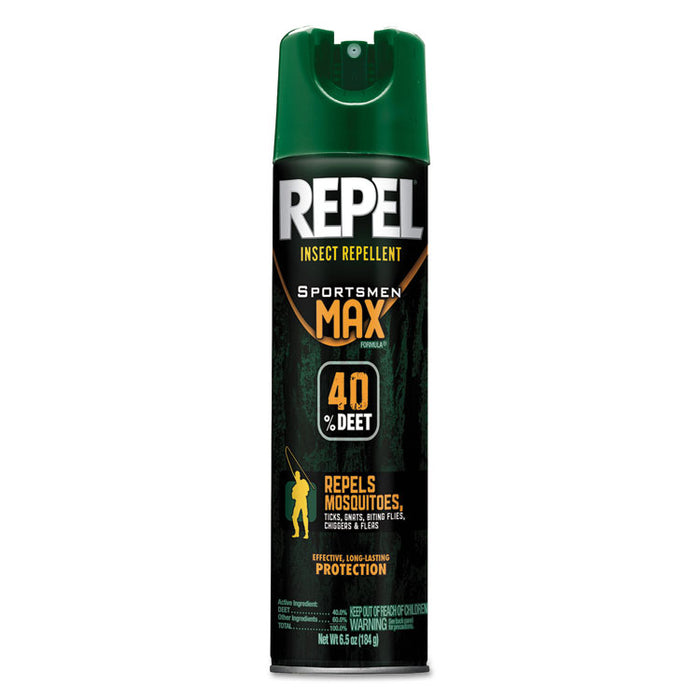 Repel Insect Repellent Sportsmen Max Formula, 6.5 oz Aerosol, Unscented, 12/CT