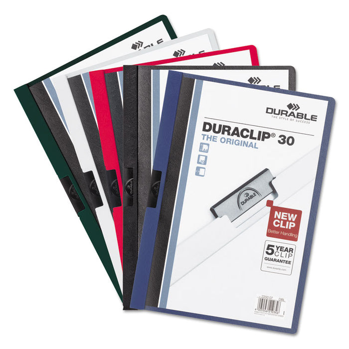 DuraClip Report Cover, Clip Fastener, Clear/Dark Blue, 25/Box