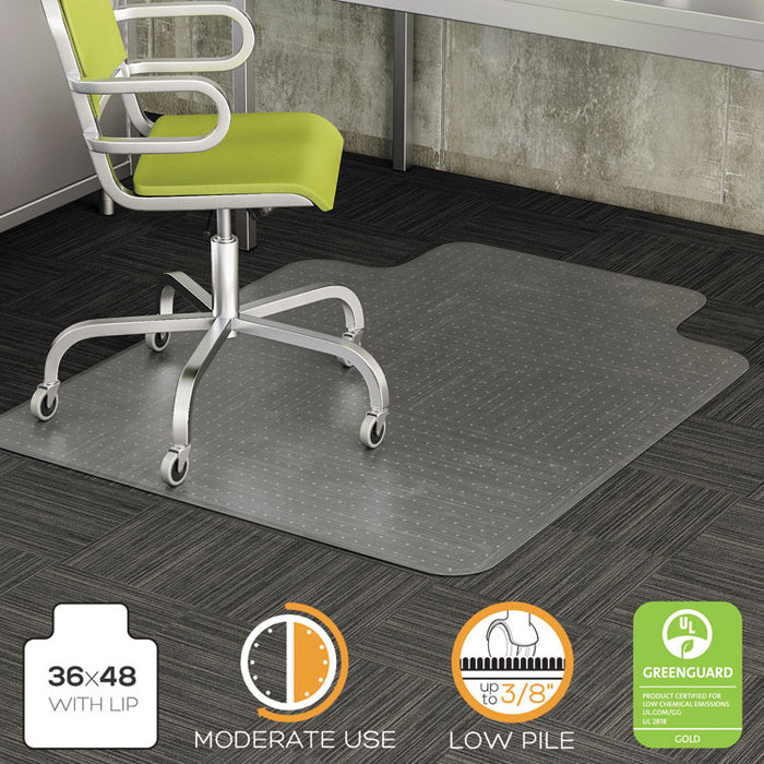 DuraMat Moderate Use Chair Mat, Low Pile Carpet, Roll, 36 x 48, Lipped, Clear