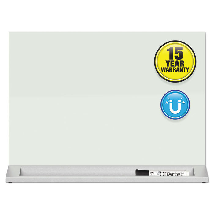 Desktop Magnetic Glass Dry-Erase Panel, 23" x 17", White