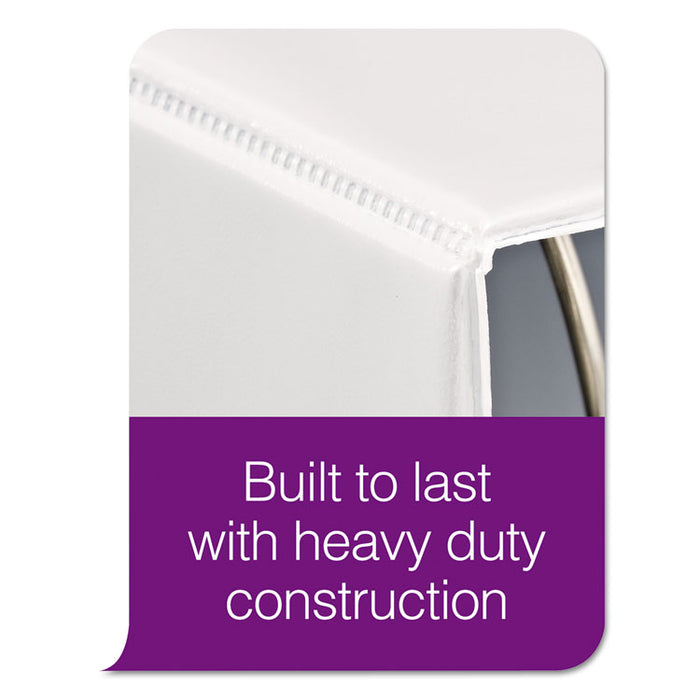 Heavy-Duty View Binder with DuraHinge and One Touch EZD Rings, 3 Rings, 1" Capacity, 11 x 8.5, White