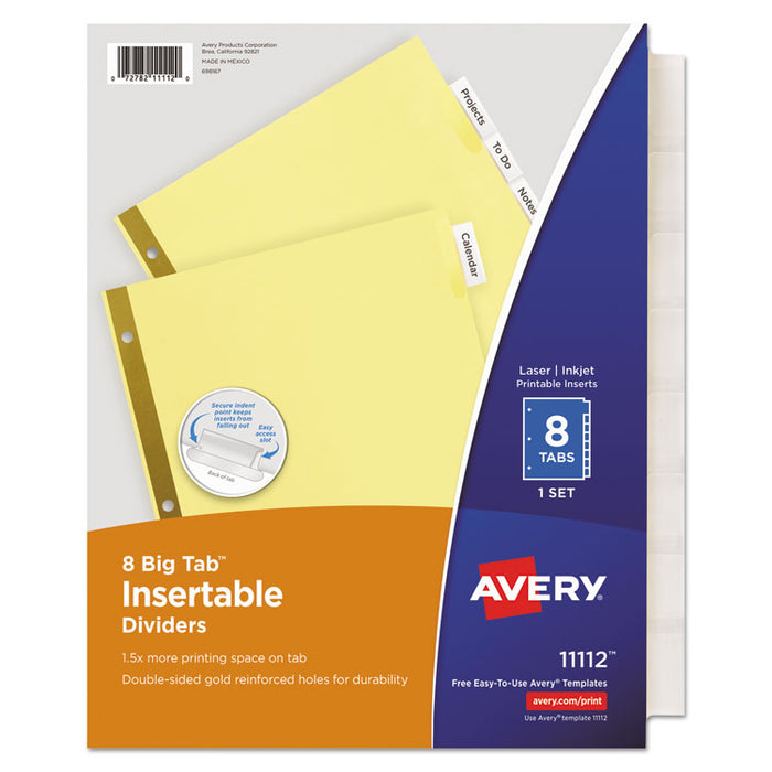 Insertable Big Tab Dividers, 8-Tab, Letter