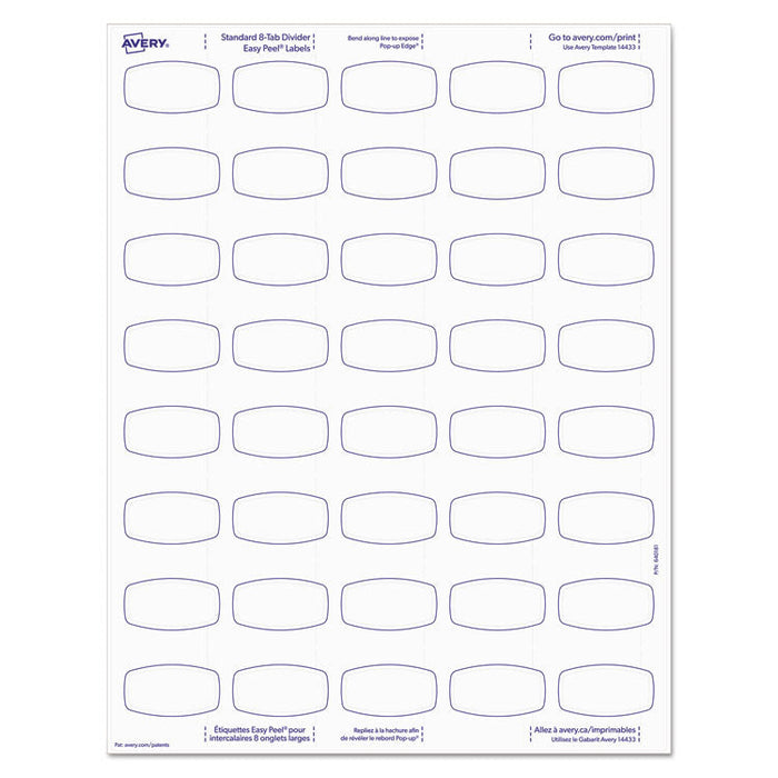 Big Tab Printable White Label Tab Dividers, 8-Tab, Letter, 20 per pack