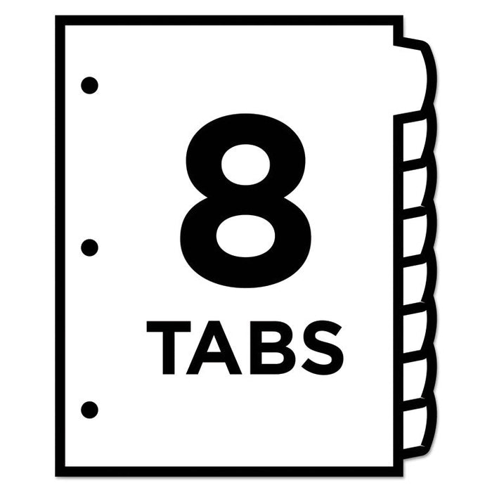 Big Tab Printable White Label Tab Dividers, 8-Tab, Letter, 20 per pack