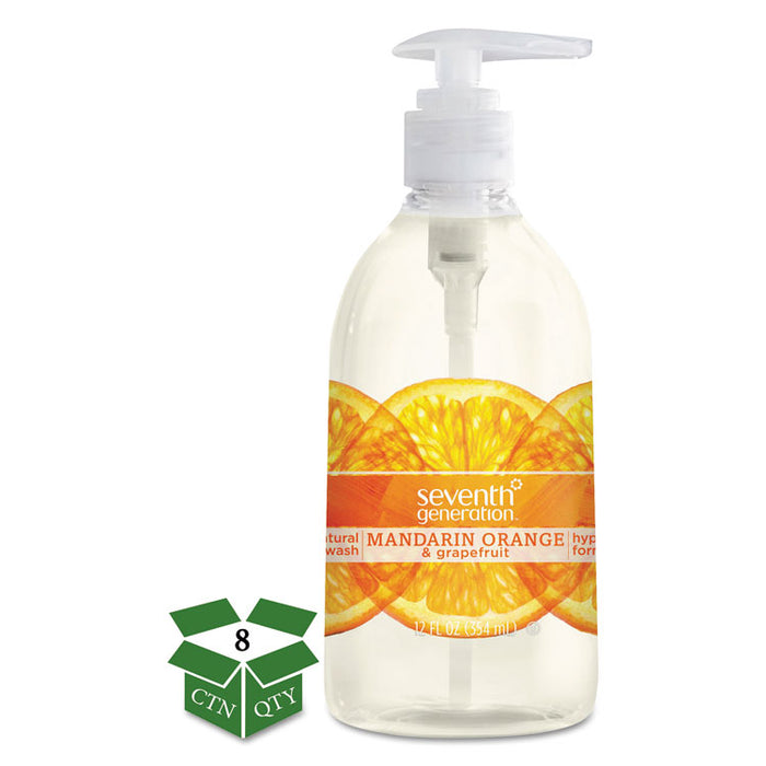 Natural Hand Wash, Mandarin Orange and Grapefruit, 12 oz Pump Bottle, 8/Carton