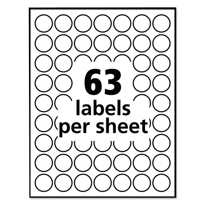 Removable Multi-Use Labels, Inkjet/Laser Printers, 1" dia., White, 63/Sheet, 15 Sheets/Pack