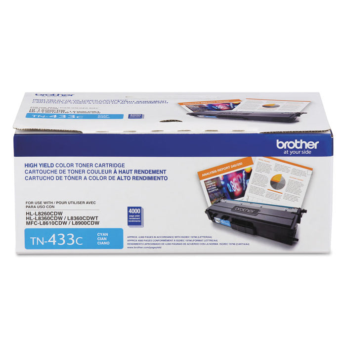 TN433C High-Yield Toner, 4,000 Page-Yield, Cyan