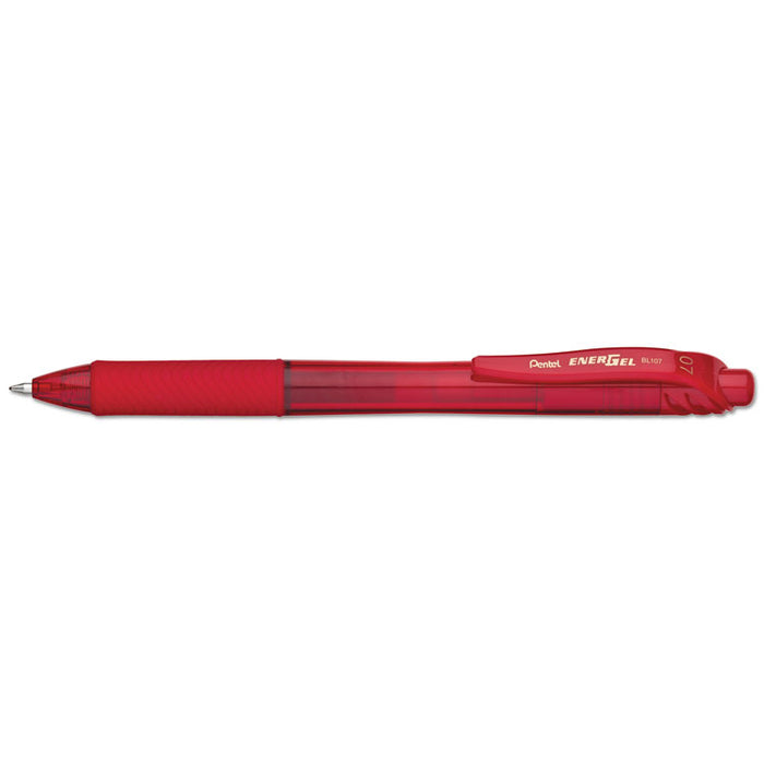 EnerGel-X Gel Pen, Retractable, Medium 0.7 mm, Red Ink, Red Barrel, Dozen