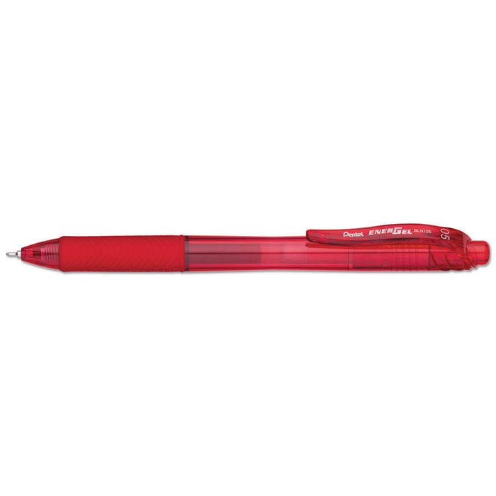 EnerGel-X Retractable Gel Pen, 0.5 mm Needle Tip, Red Ink/Barrel, Dozen