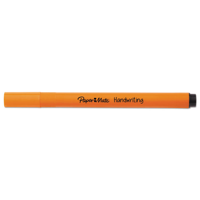 Handwriting Triangular Plastic Point Pen, 0.7mm, Black Ink, Orange Barrel, 24/Pack