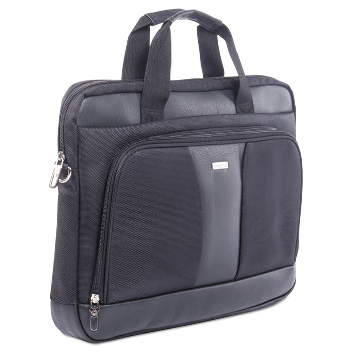 Gregory Executive Briefcase, 18" x 9" x 18", Nylon/Synthetic Leather, Black