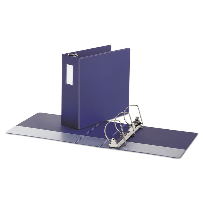 Deluxe Non-View D-Ring Binder with Label Holder, 3 Rings, 4" Capacity, 11 x 8.5, Navy Blue