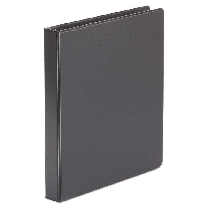 Economy Non-View Round Ring Binder, 3 Rings, 1" Capacity, 11 x 8.5, Black, 4/Pack