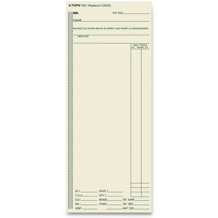 Time Clock Cards, Replacement for ATR206/C3000/M-154, One Side, 3.38 x 8.25, 500/Box