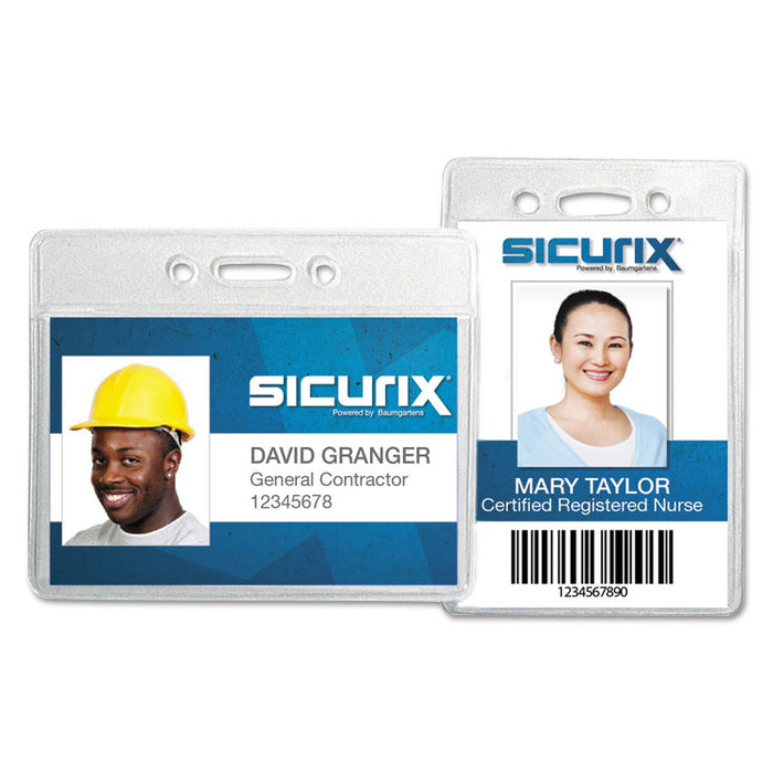 SICURIX Badge Holder, Vertical, 2.75 x 4.13, Clear, 12/Pack