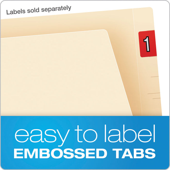 Manila Laminated End Tab Folders with Two Fasteners, Straight Tab, Letter Size, 11 pt. Manila, 50/Box