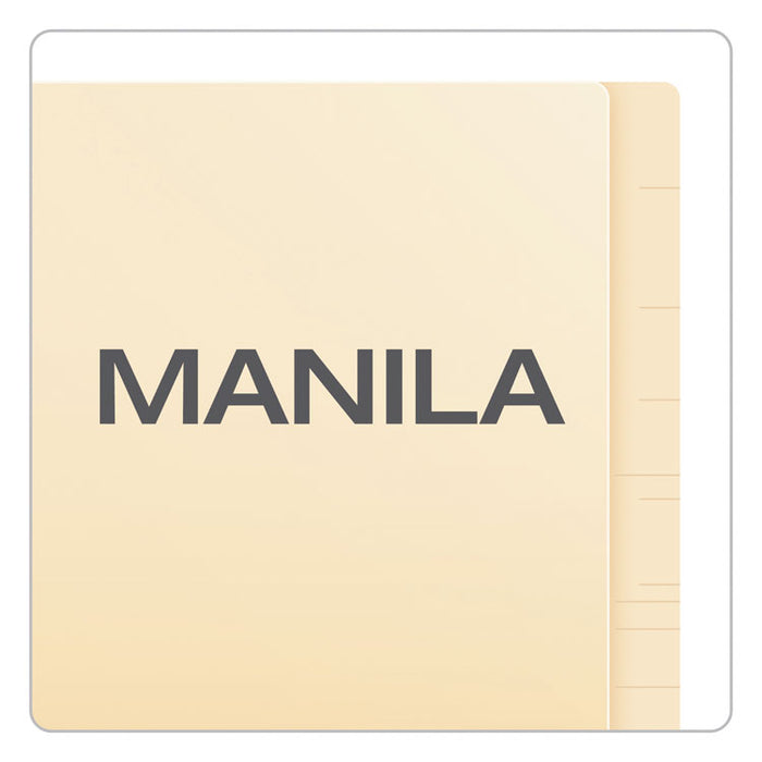 Manila Laminated End Tab Fastener Folders, 1 Fastener, Letter Size, 11-pt Manila Exterior, 50/Box