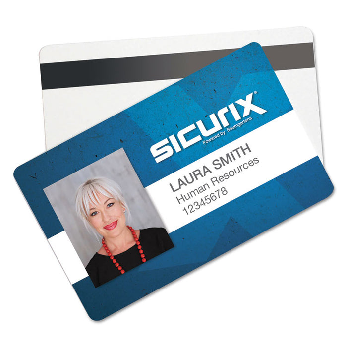 SICURIX Blank ID Card with Magnetic Strip, 2 1/8 x 3 3/8, White, 100/Pack