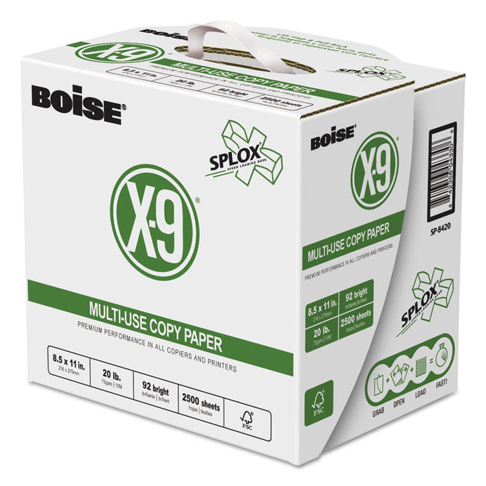 X-9 SPLOX Multi-Use Paper , 92 Bright, 20 lb, 8.5 x 11, White, 2500 Sheets/Carton, 80 Cartons/Pallet