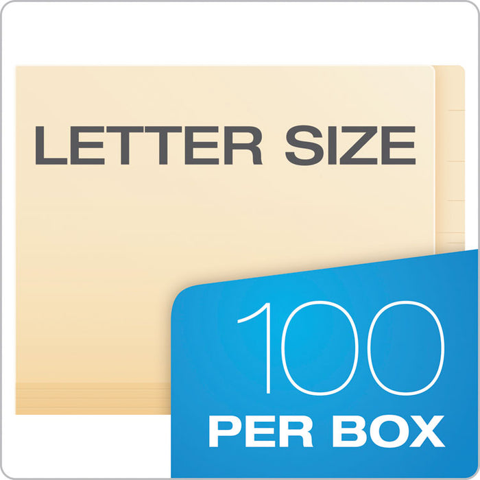 Manila Laminated Spine Shelf File Folders, Straight Tab, Letter Size, 100/Box