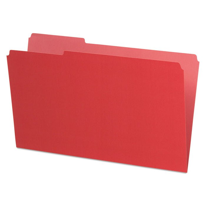 Interior File Folders, 1/3-Cut Tabs, Legal Size, Red, 100/Box