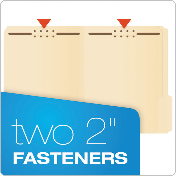 Manila Fastener Folders, 1/3-Cut Tabs: Assorted, 2 Fasteners, Letter Size, Manila Exterior, 50/Box