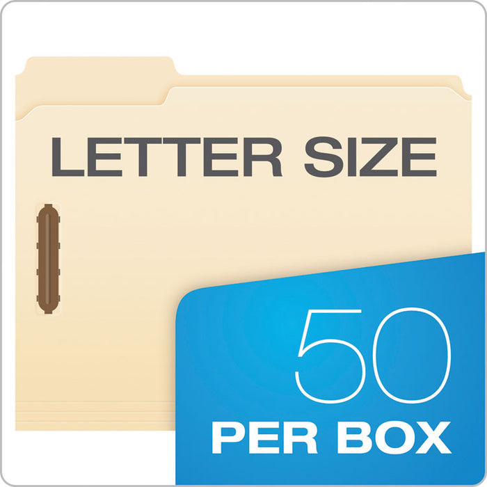 Manila Fastener Folders, 1/3-Cut Tabs: Assorted, 2 Fasteners, Letter Size, Manila Exterior, 50/Box