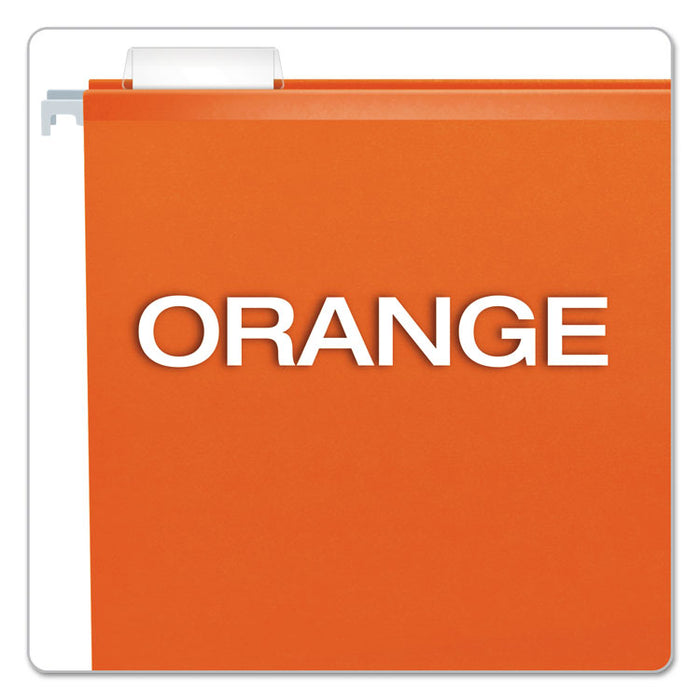 Extra Capacity Reinforced Hanging File Folders with Box Bottom, Letter Size, 1/5-Cut Tab, Orange, 25/Box