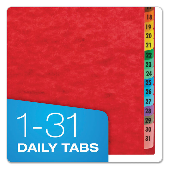 Expanding Desk File, 31 Dividers, Date Index, Letter Size, Red Cover