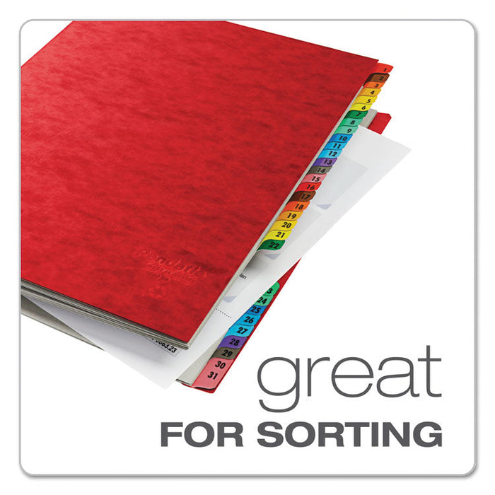 Expanding Desk File, 31 Dividers, Date Index, Letter Size, Red Cover