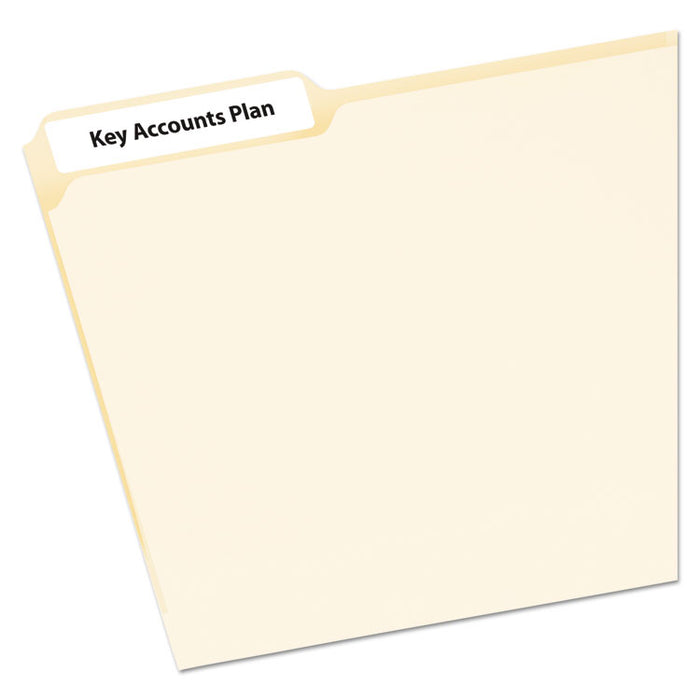 EcoFriendly Permanent File Folder Labels, 0.66 x 3.44, White, 30/Sheet, 25 Sheets/Pack