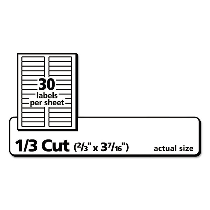 Permanent TrueBlock File Folder Labels with Sure Feed Technology, 0.66 x 3.44, White, 30/Sheet, 60 Sheets/Box