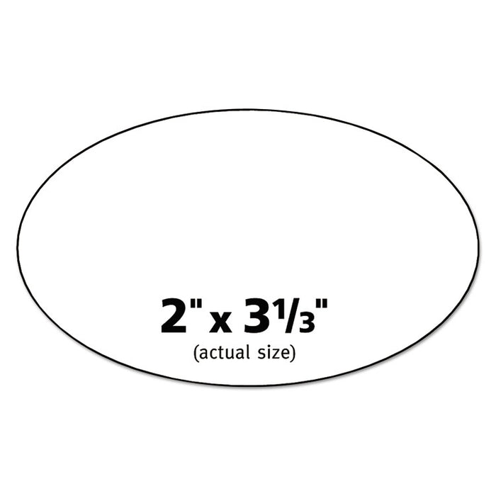 Oval Labels w/ Sure Feed and Easy Peel, 2 x 3.33, Glossy White, 80/Pack