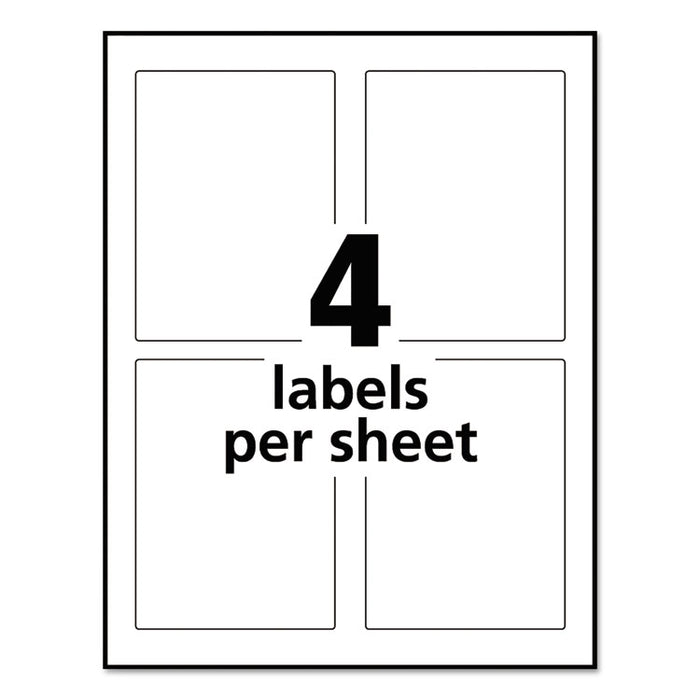 Removable Print-to-the-Edge White Labels w/ Sure Feed, 3 1/2 x 4 3/4, 32/Pack