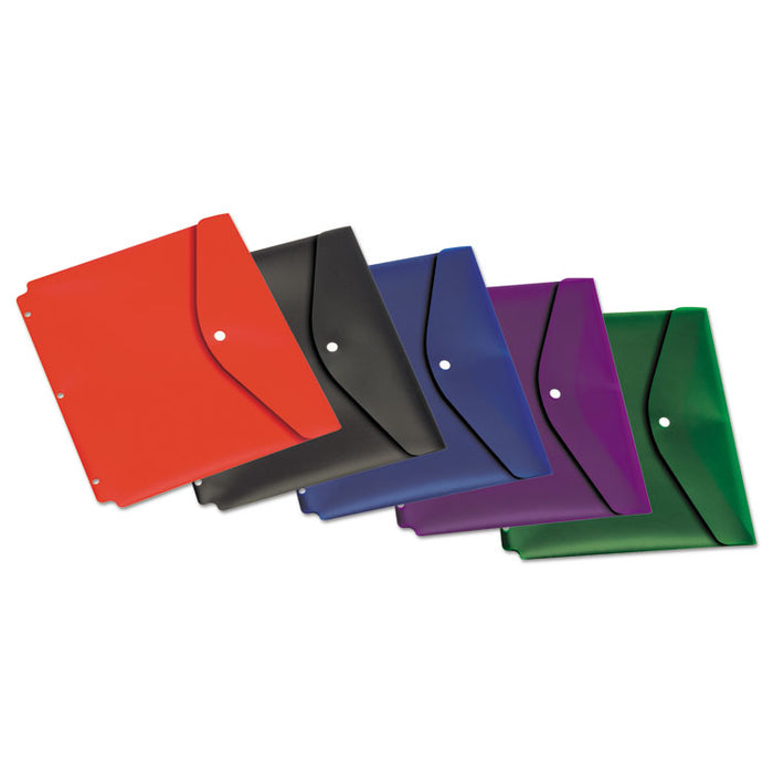 Dual Pocket Snap Envelope, 11 x 8 1/2, Assorted Colors, 5/Pack