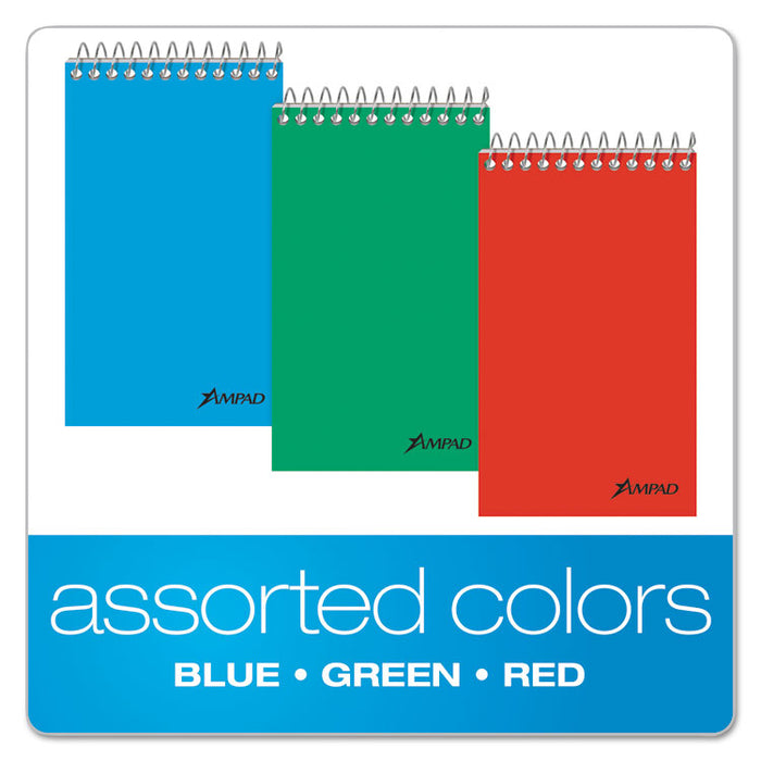 Memo Pads, Narrow Rule, Assorted Cover Colors, 60 White 3 x 5 Sheets, 3/Pack