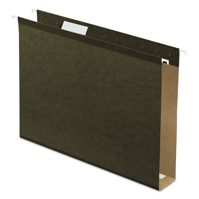 Extra Capacity Reinforced Hanging File Folders with Box Bottom, Letter Size, 1/5-Cut Tab, Standard Green, 25/Box