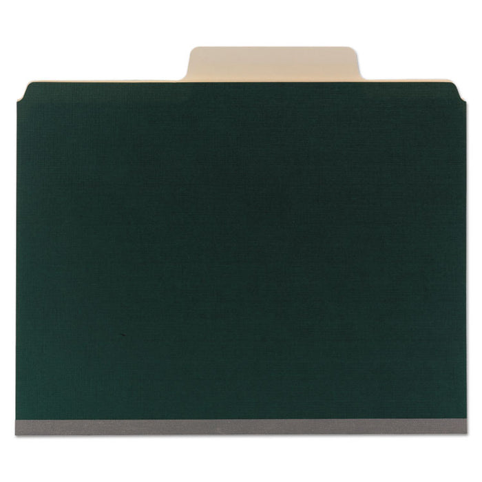 SuperTab Colored Classification Folders, SafeSHIELD Coated Fastener Technology, 2 Dividers, Letter Size, Dark Green, 10/Box