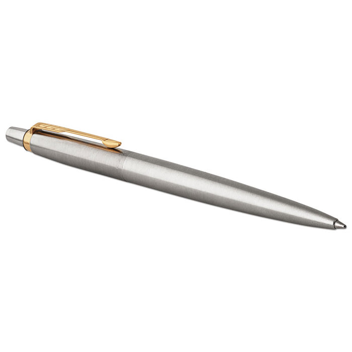 Jotter Gel Pen, Retractable, Medium 0.7 mm, Black Ink, Stainless Steel Barrel