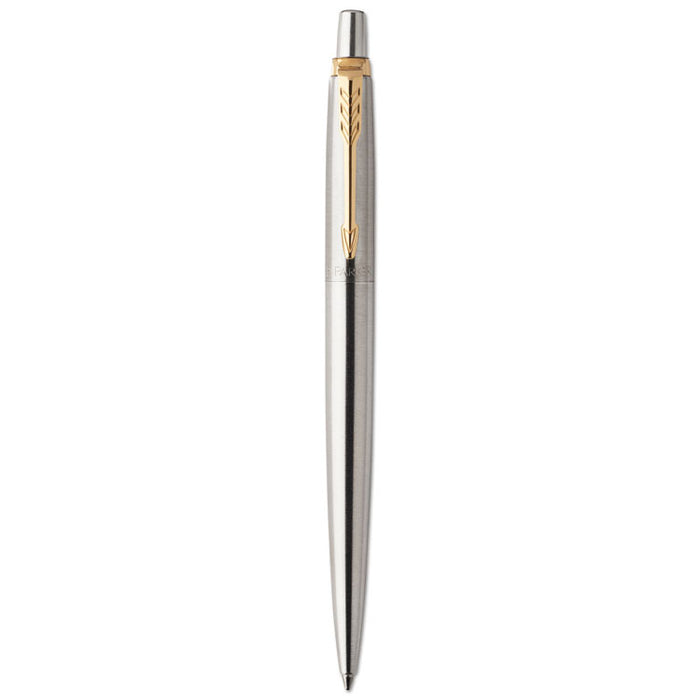 Jotter Gel Pen, Retractable, Medium 0.7 mm, Black Ink, Stainless Steel Barrel