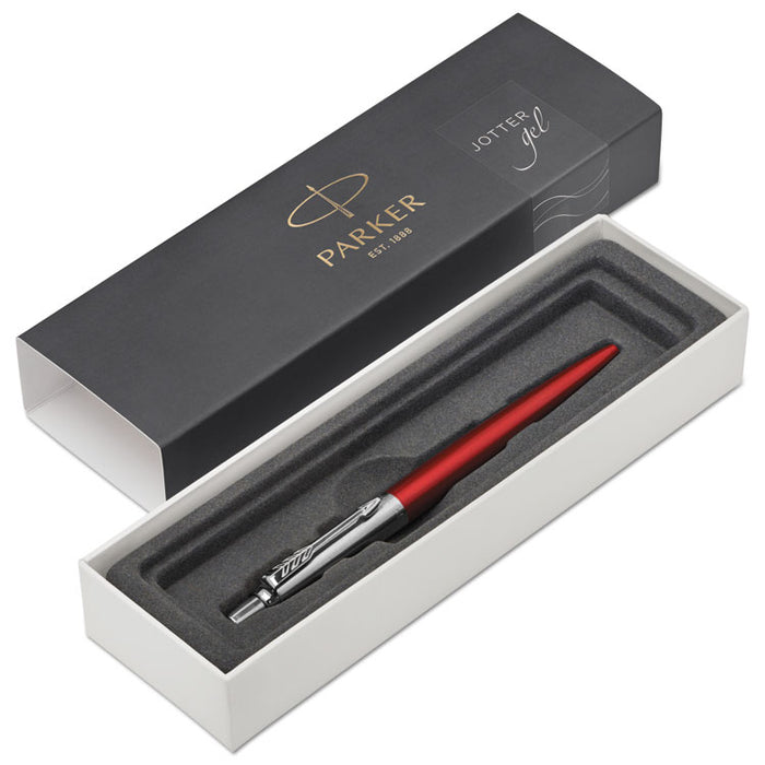 Jotter Retractable Gel Pen Gift Box, Medium 0.7mm, Black Ink, Red Barrel