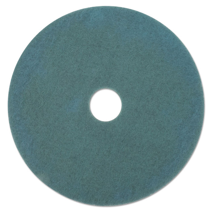 Burnishing Floor Pads, 19" Diameter, Aqua, 5/Carton