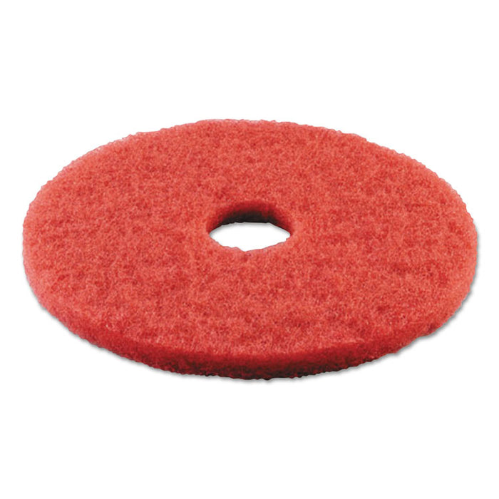 Buffing Floor Pads, 21" Diameter, Red, 5/Carton