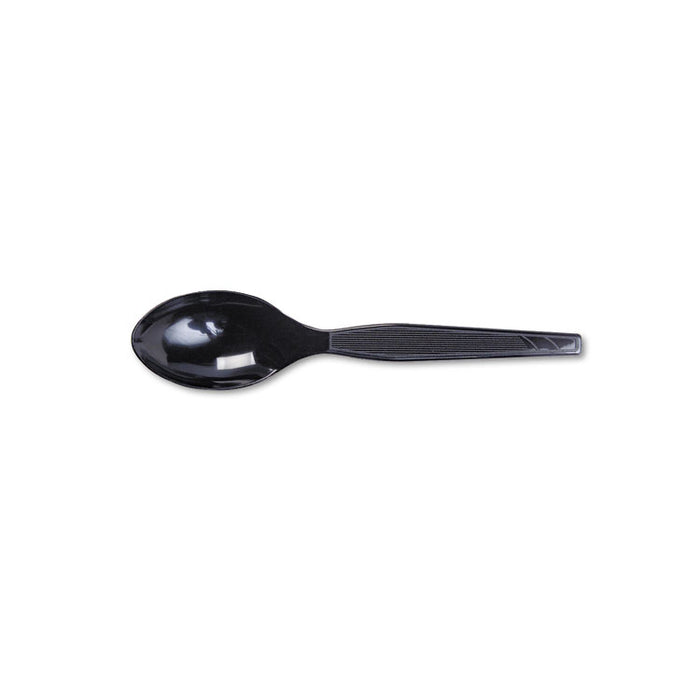 Plastic Cutlery, Heavy Mediumweight Teaspoons, Black, 1,000/Carton